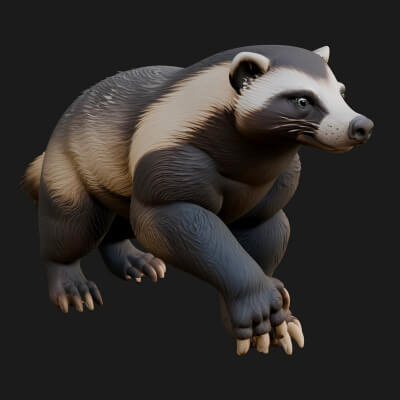 Honey Badger Statue Design 2 3D Print Model