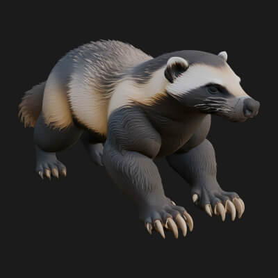 Honey Badger Statue Design 3 3D Print Model