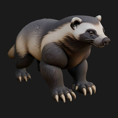 Honey Badger Statue Design 4 3D Print Model