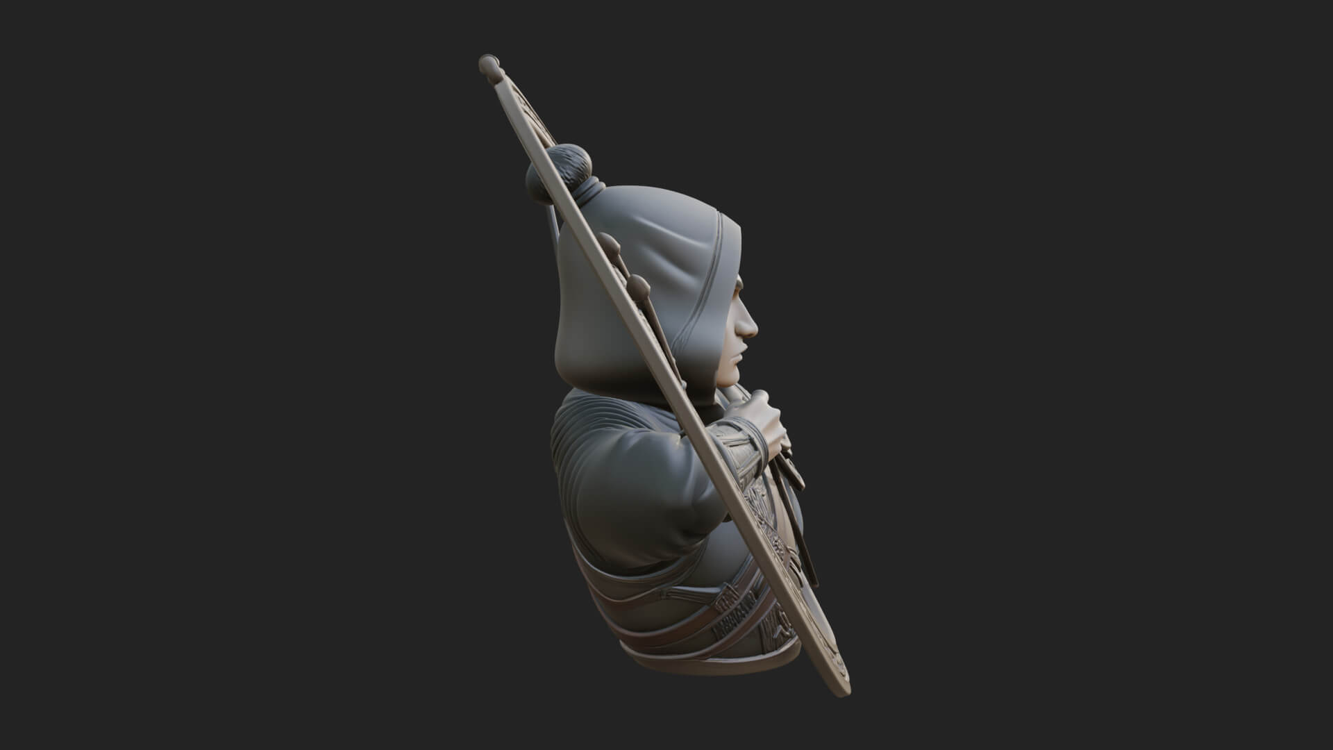 Hooded Archer Oval Relief Plaque Design 1 3D Print Model 3D Model