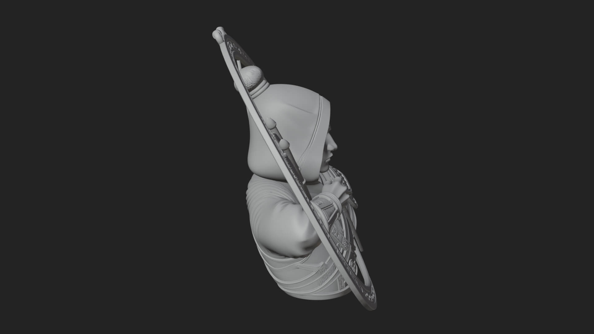 Hooded Archer Oval Relief Plaque Design 1 3D Print Model 3D Model