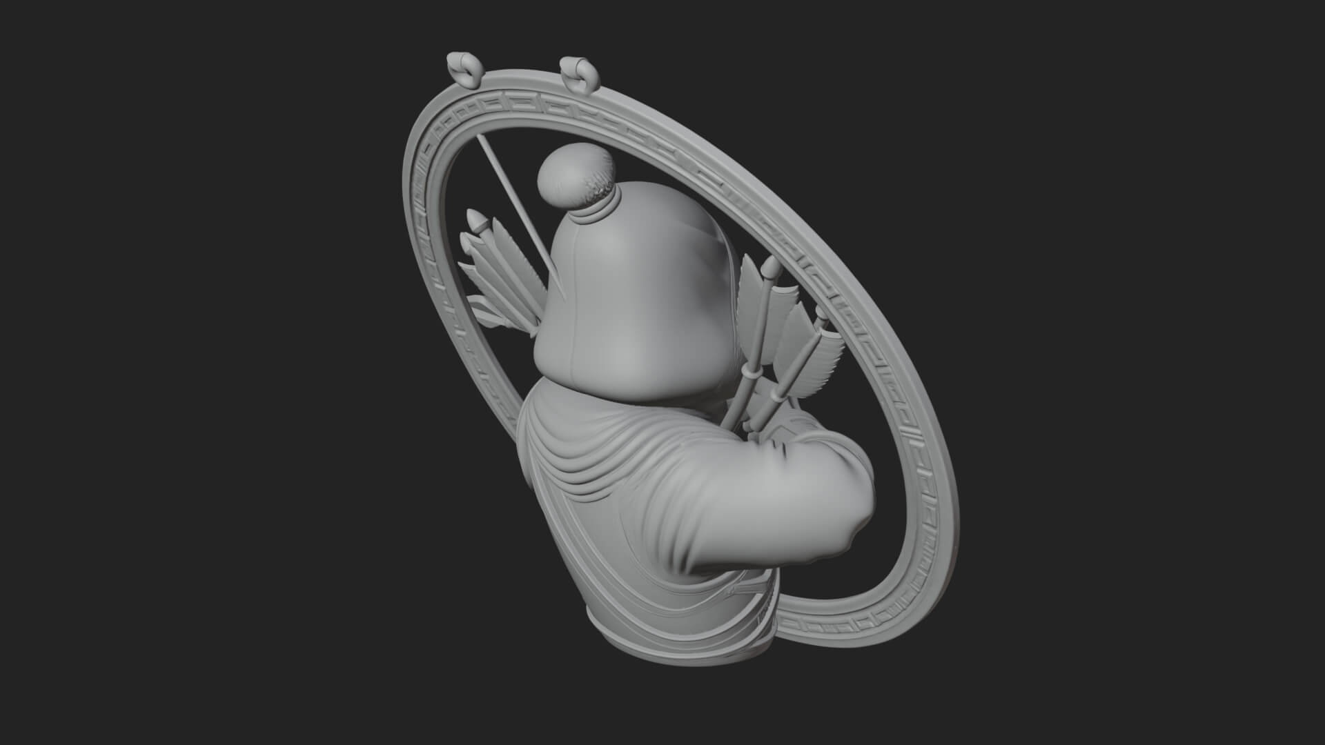 Hooded Archer Oval Relief Plaque Design 1 3D Print Model 3D Model