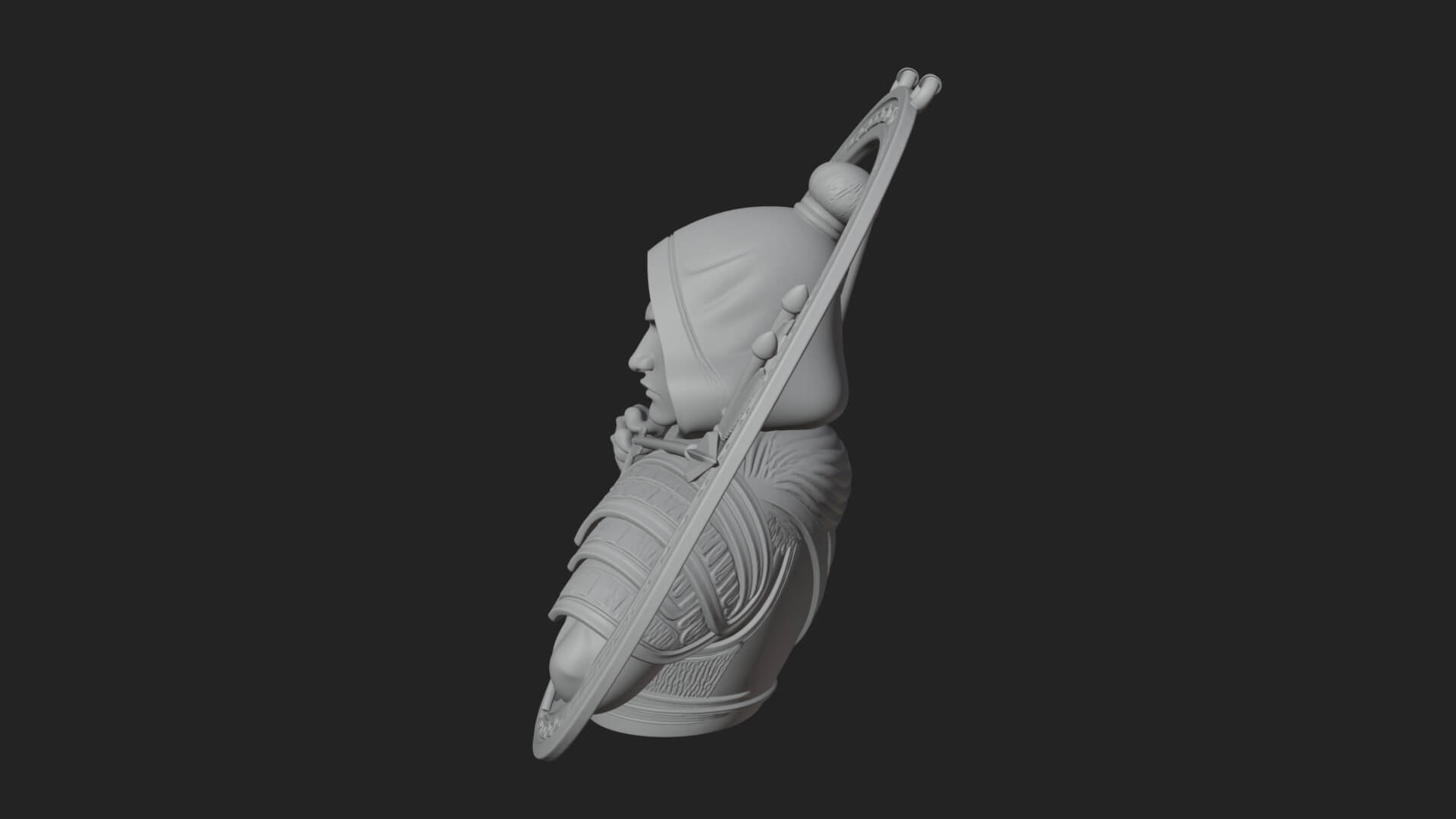 Hooded Archer Oval Relief Plaque Design 1 3D Print Model 3D Model