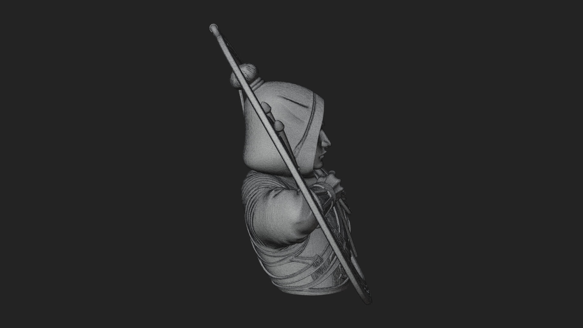 Hooded Archer Oval Relief Plaque Design 1 3D Print Model 3D Model