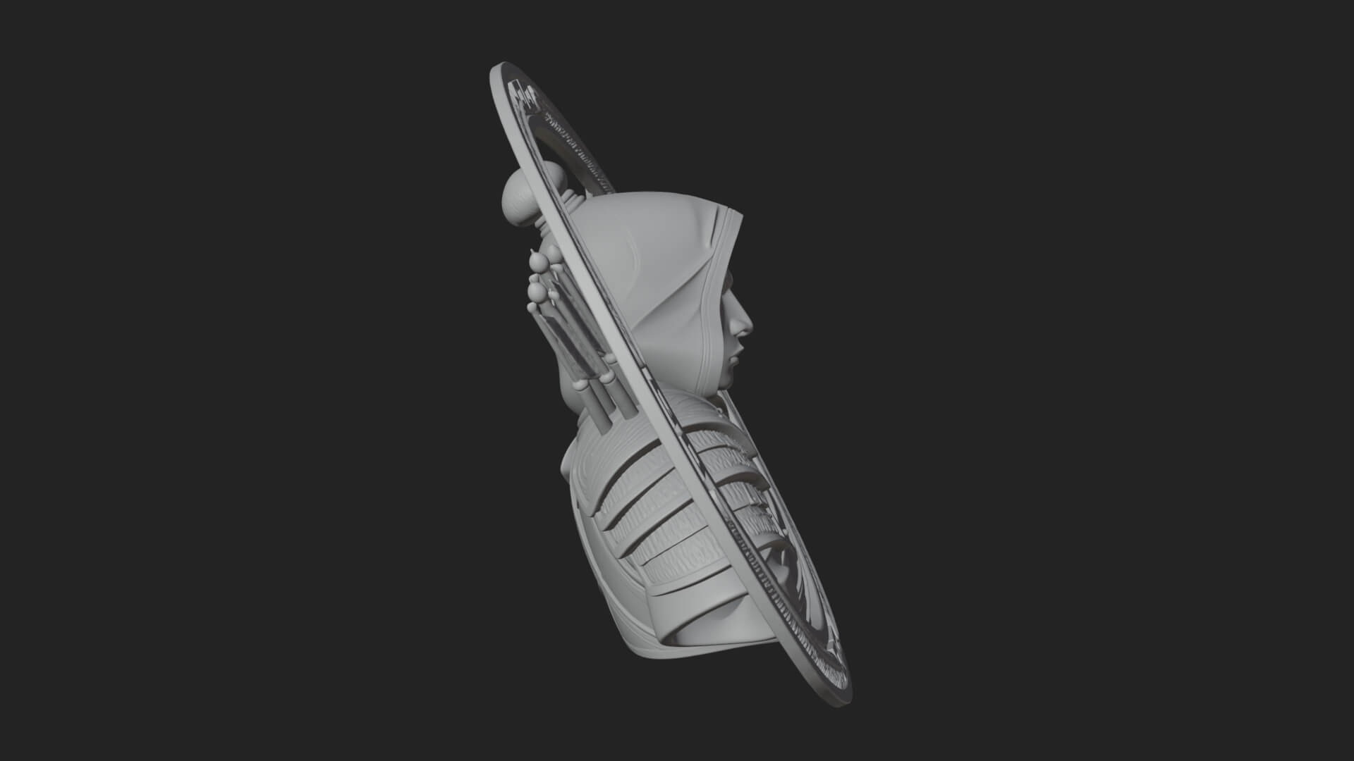 Hooded Archer Oval Relief Plaque Design 2 3D Print Model 3D Model