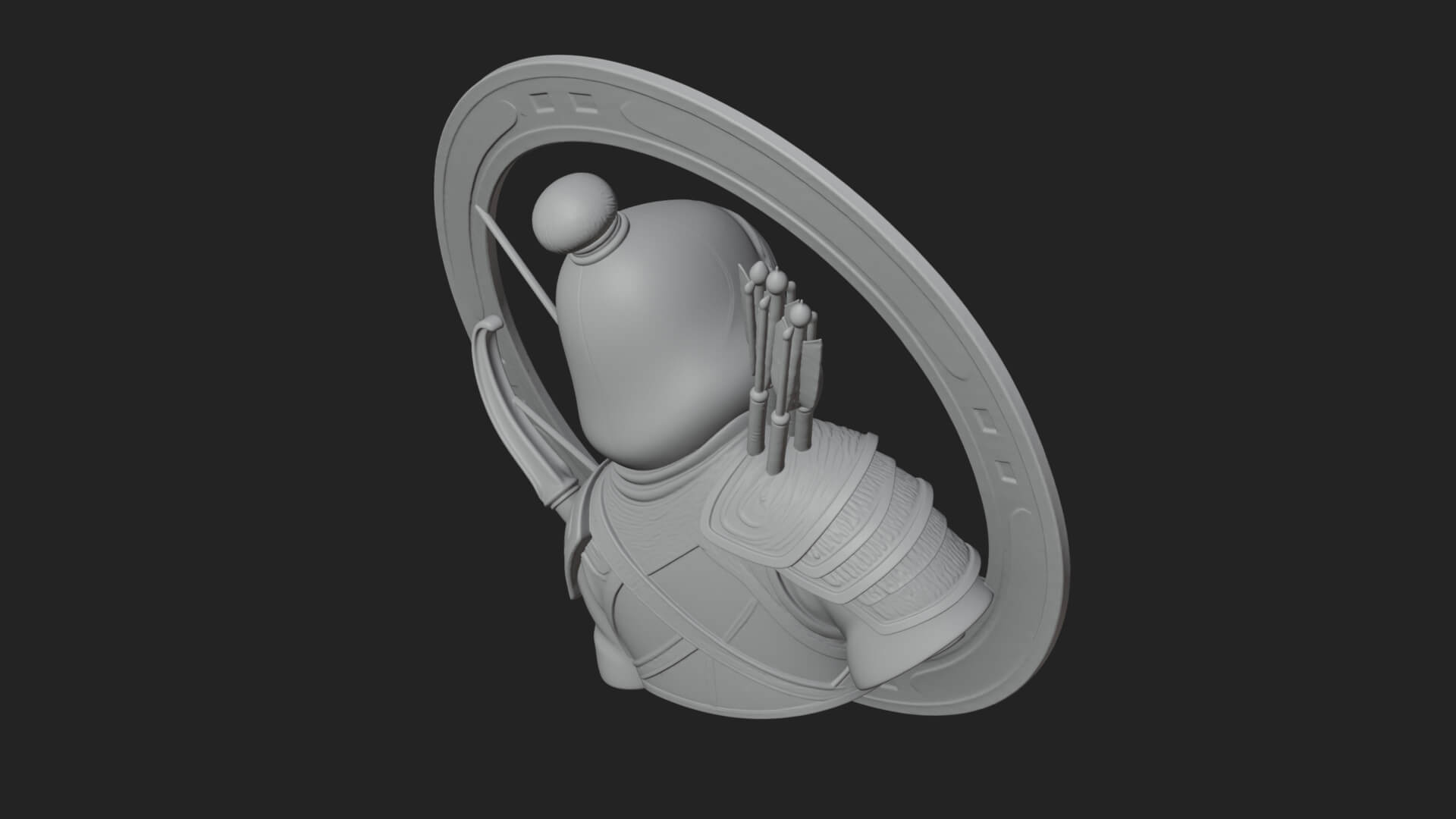 Hooded Archer Oval Relief Plaque Design 2 3D Print Model 3D Model