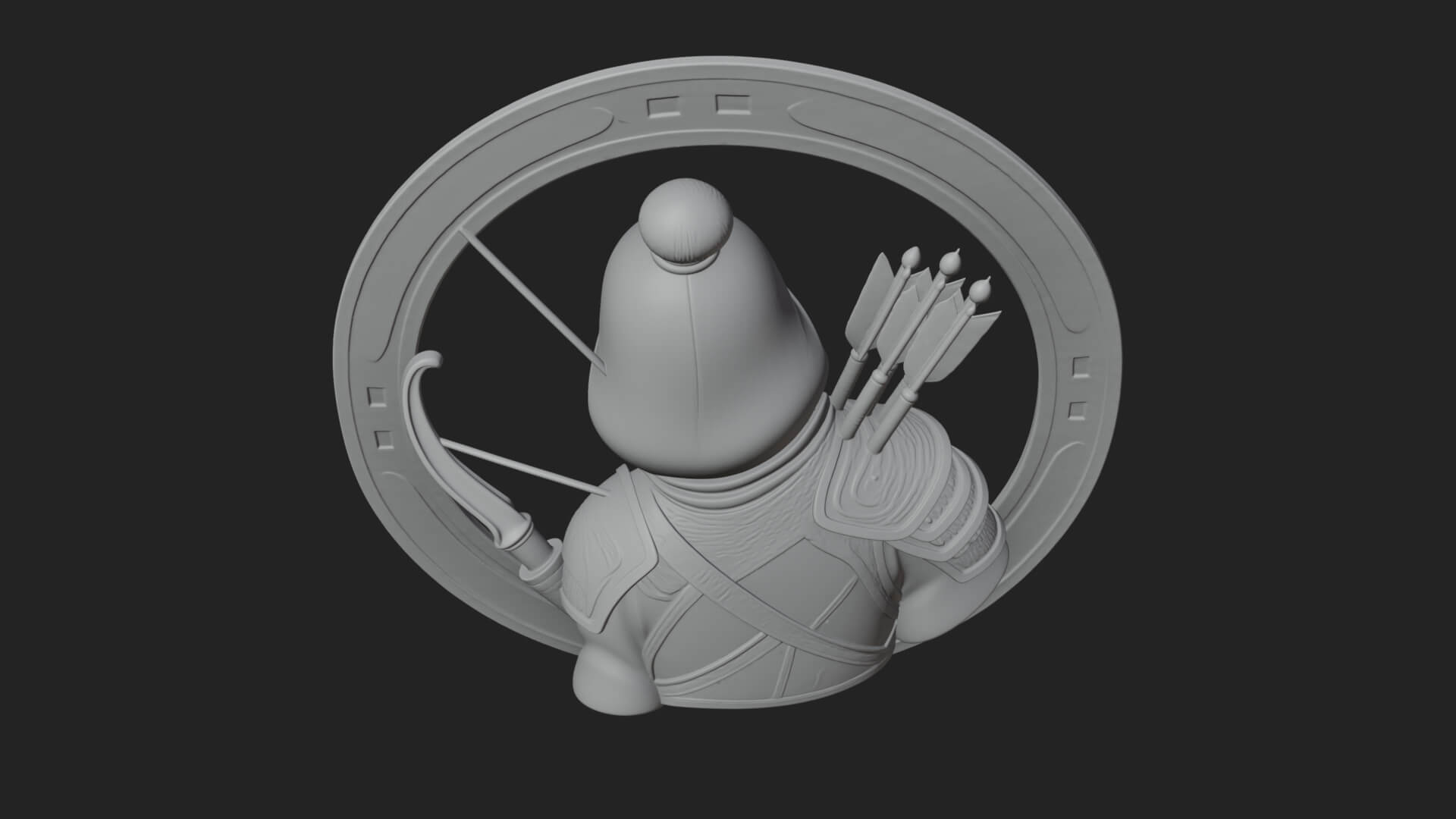 Hooded Archer Oval Relief Plaque Design 2 3D Print Model 3D Model