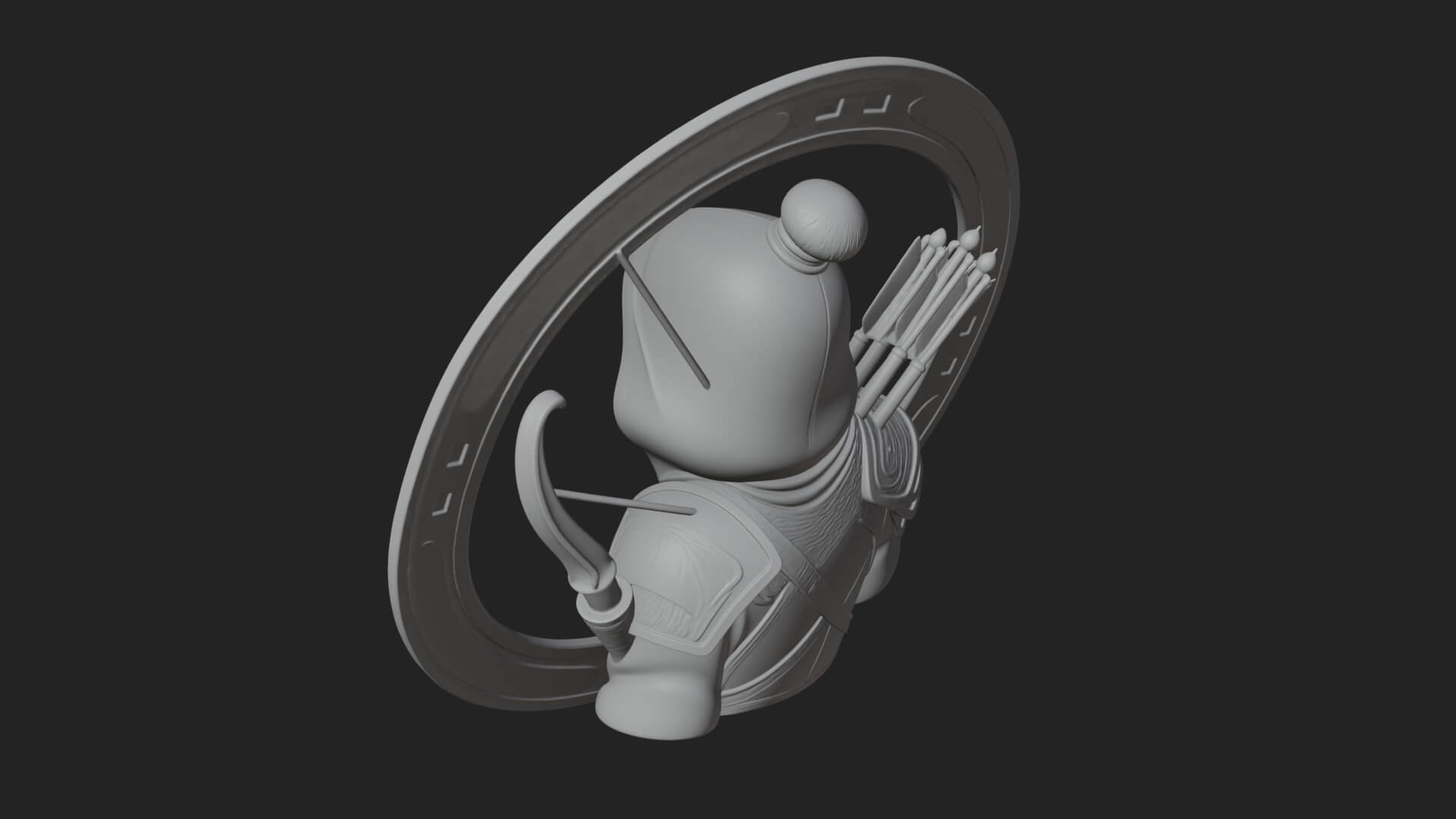 Hooded Archer Oval Relief Plaque Design 2 3D Print Model 3D Model