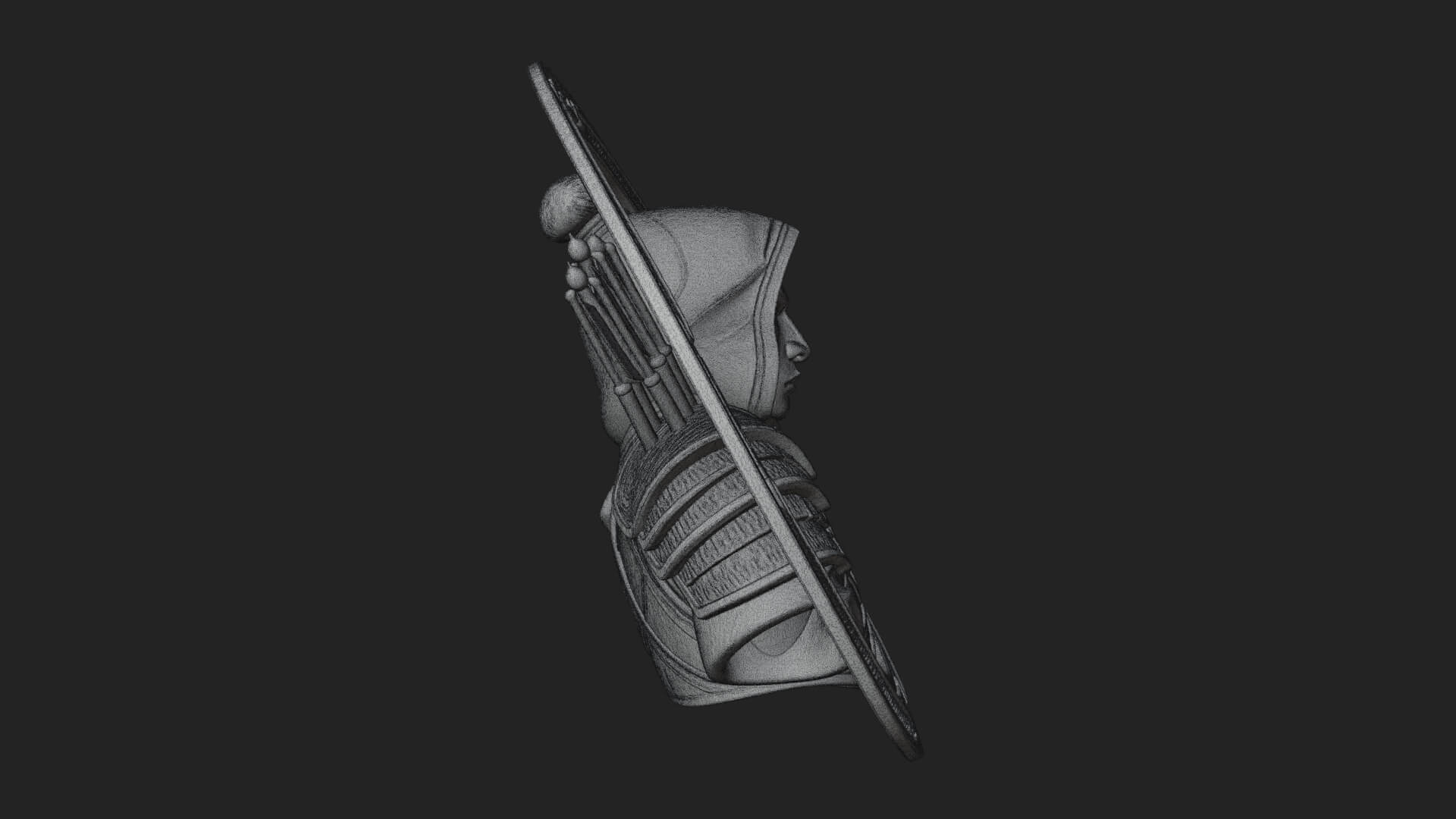 Hooded Archer Oval Relief Plaque Design 2 3D Print Model 3D Model