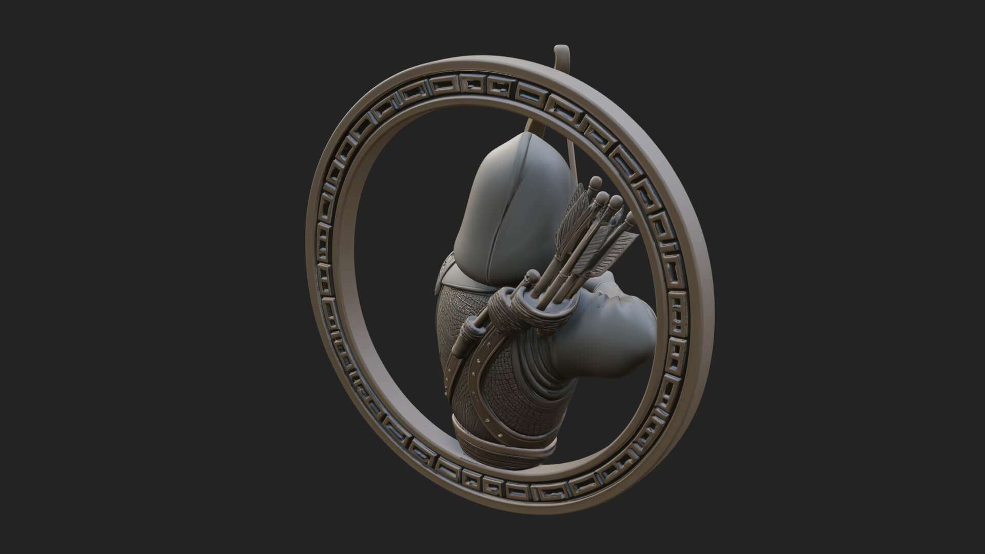 Hooded Archer Oval Relief Plaque Design 3 3D Print Model 3D Model