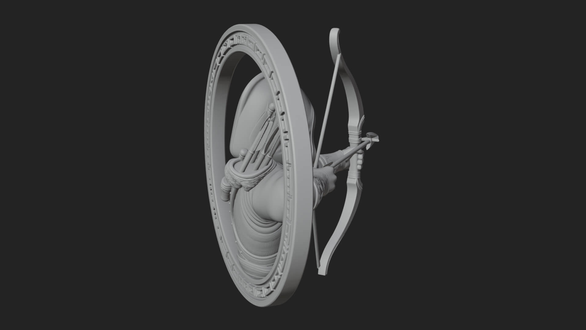 Hooded Archer Oval Relief Plaque Design 3 3D Print Model 3D Model