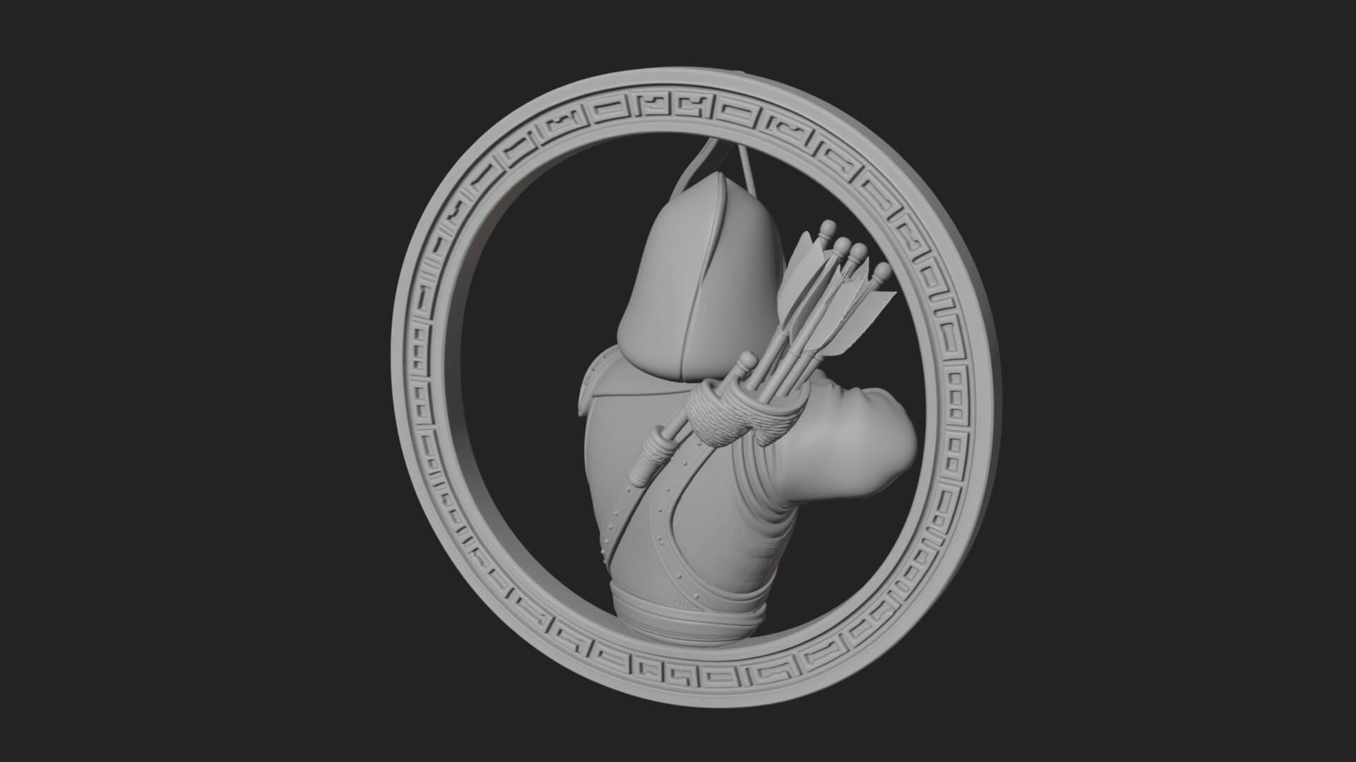 Hooded Archer Oval Relief Plaque Design 3 3D Print Model 3D Model