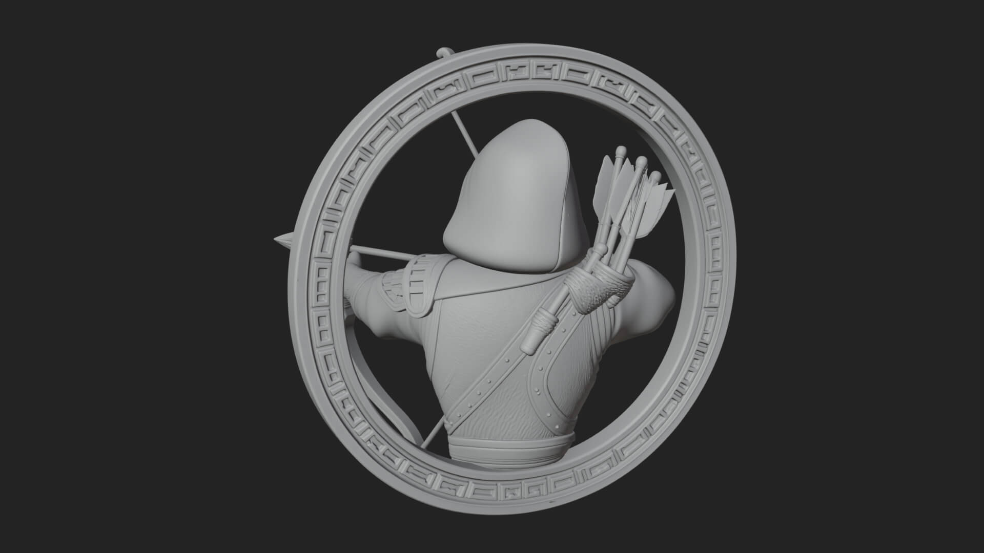 Hooded Archer Oval Relief Plaque Design 3 3D Print Model 3D Model