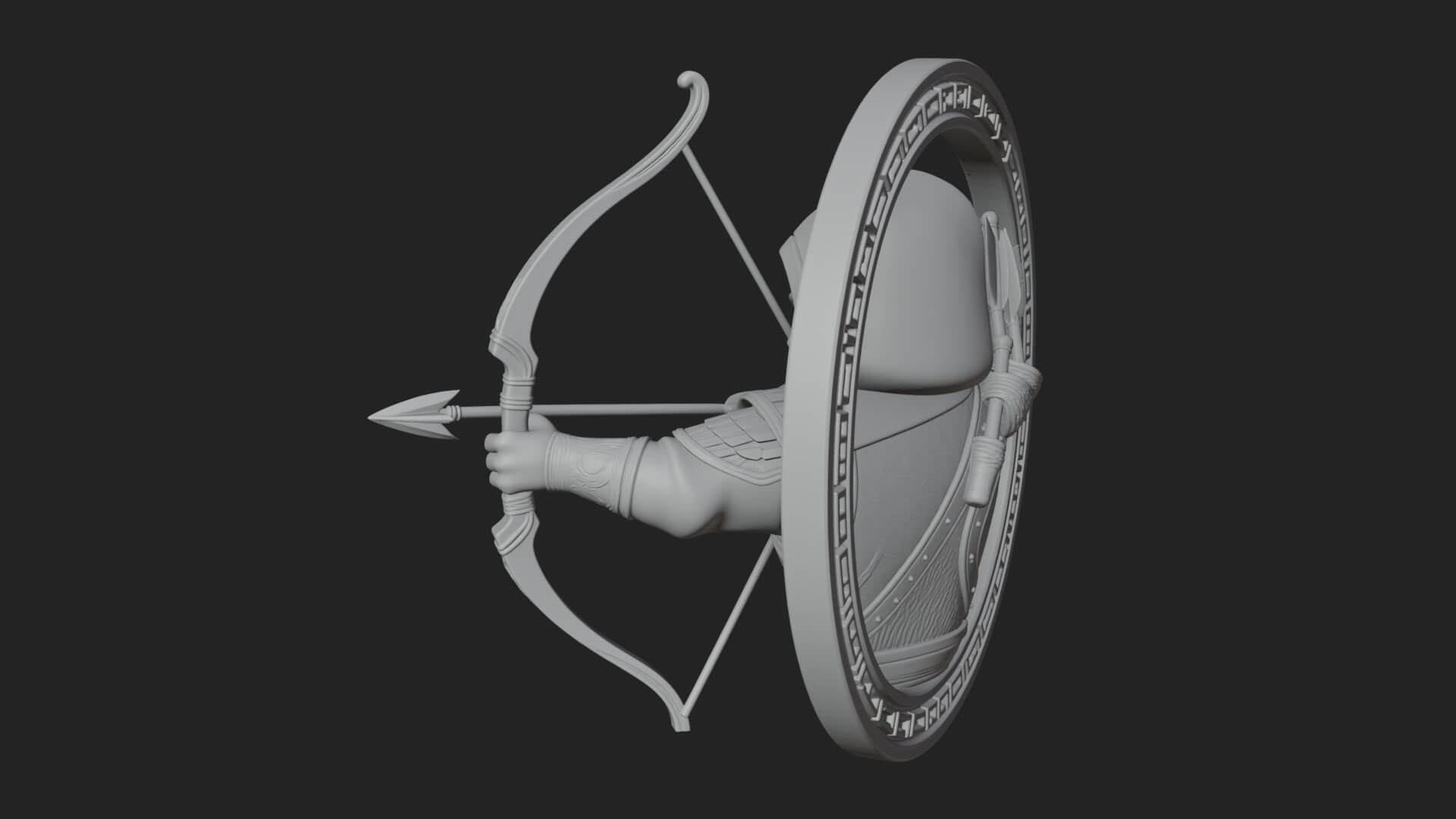 Hooded Archer Oval Relief Plaque Design 3 3D Print Model 3D Model