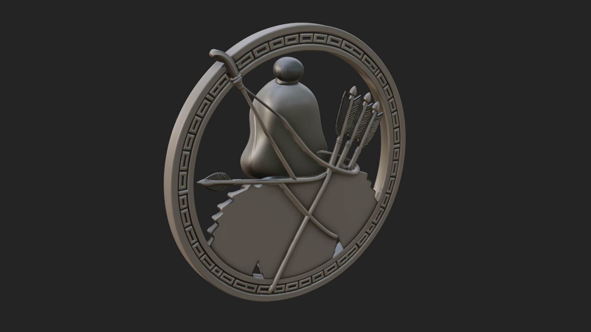 Hooded Archer Oval Relief Plaque Design 4 3D Print Model 3D Model