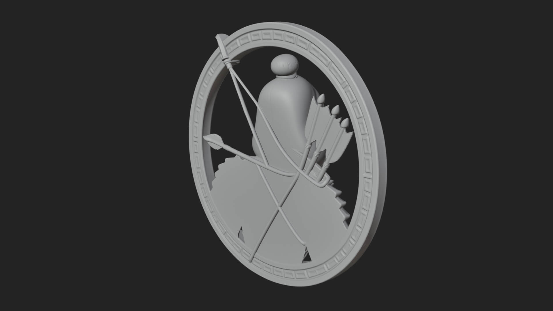 Hooded Archer Oval Relief Plaque Design 4 3D Print Model 3D Model