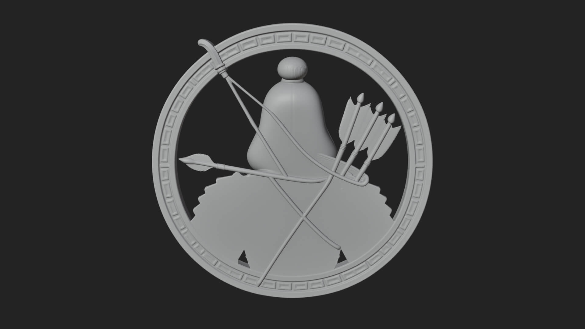 Hooded Archer Oval Relief Plaque Design 4 3D Print Model 3D Model