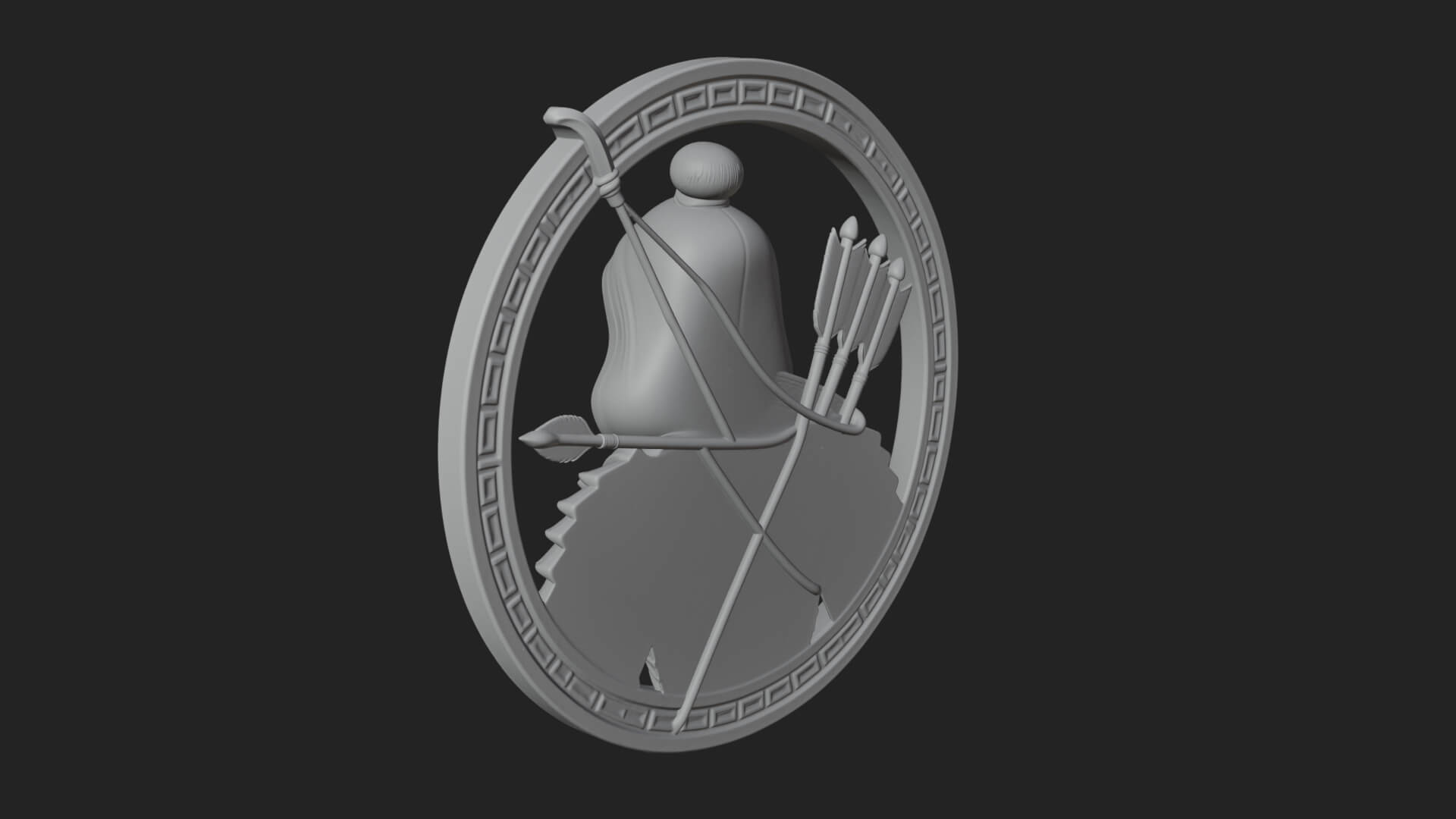 Hooded Archer Oval Relief Plaque Design 4 3D Print Model 3D Model
