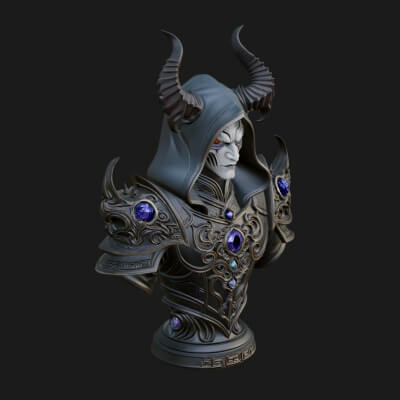 Hooded Crystal Sorcerer Bust Statue Design 8 3d Print