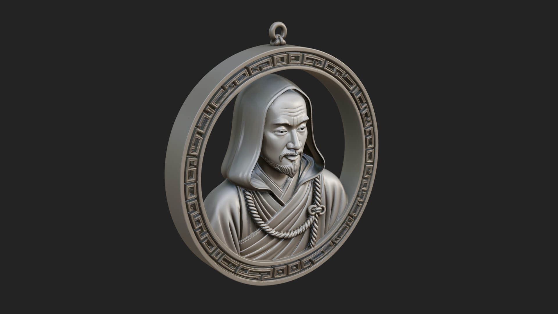 Hooded Monk Oval Relief Plaque Design 2 3D Print Model 3D Model