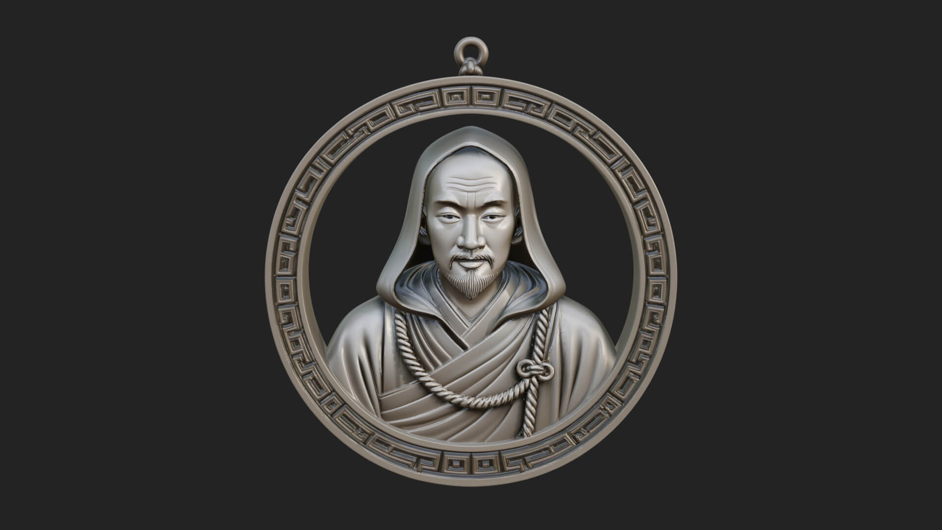 Hooded Monk Oval Relief Plaque Design 2 3D Print Model 3D Model