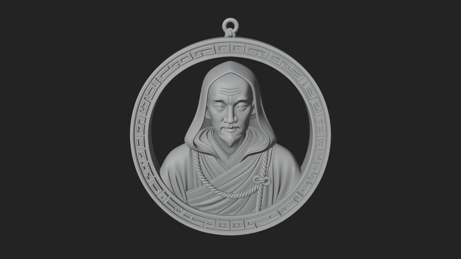 Hooded Monk Oval Relief Plaque Design 2 3D Print Model 3D Model