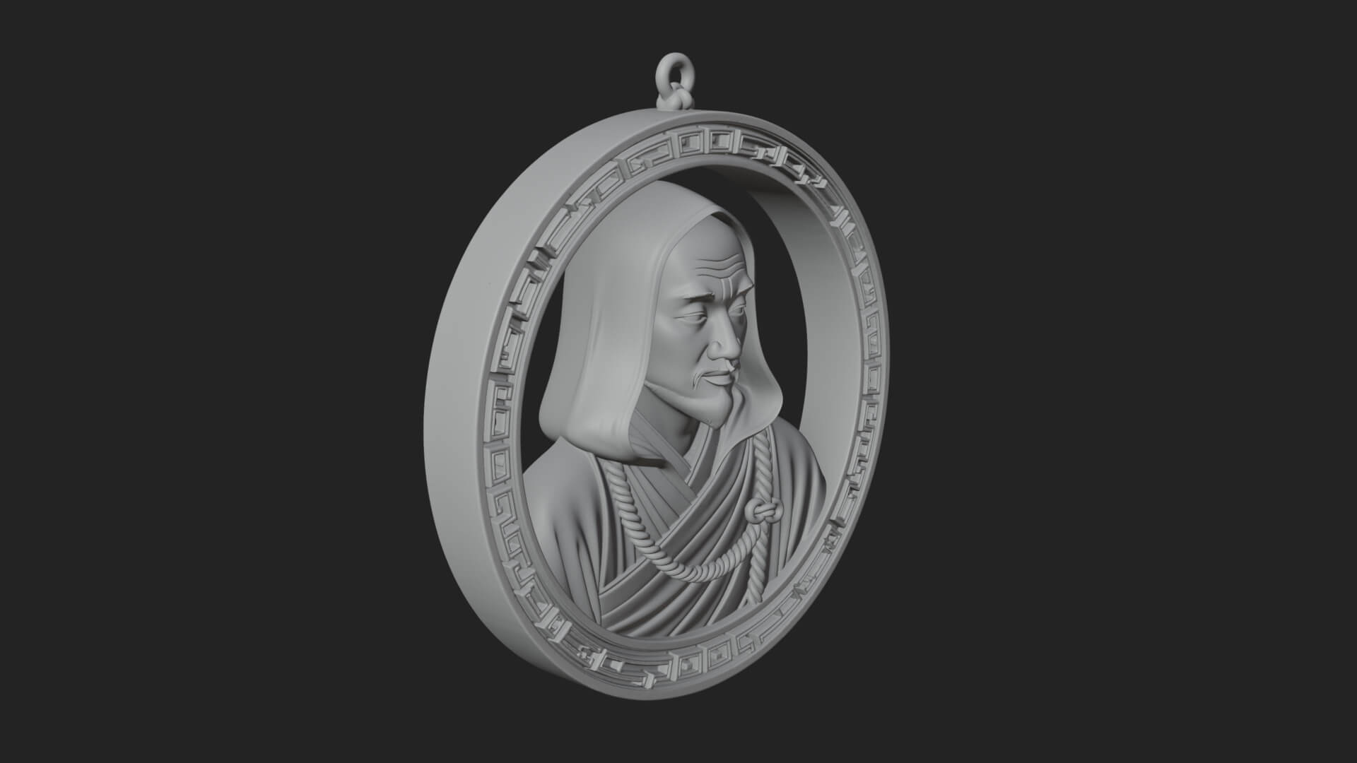 Hooded Monk Oval Relief Plaque Design 2 3D Print Model 3D Model