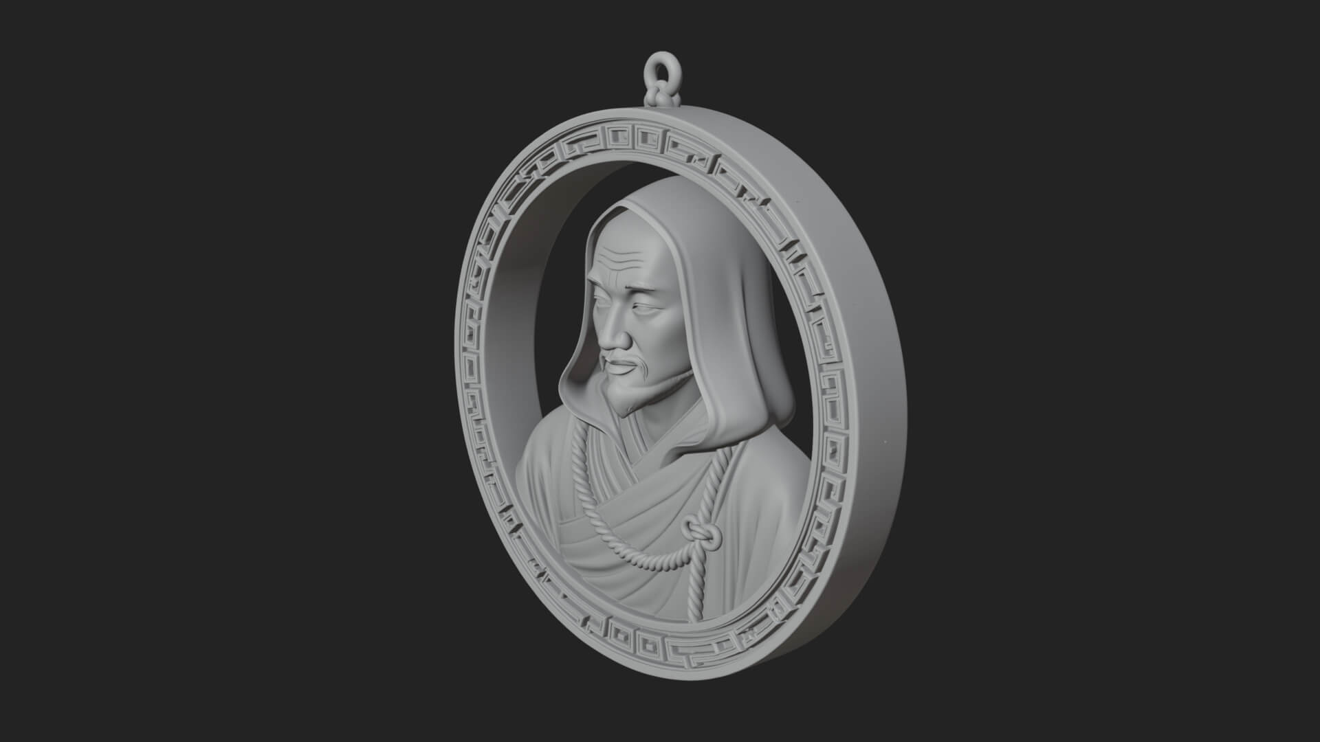 Hooded Monk Oval Relief Plaque Design 2 3D Print Model 3D Model