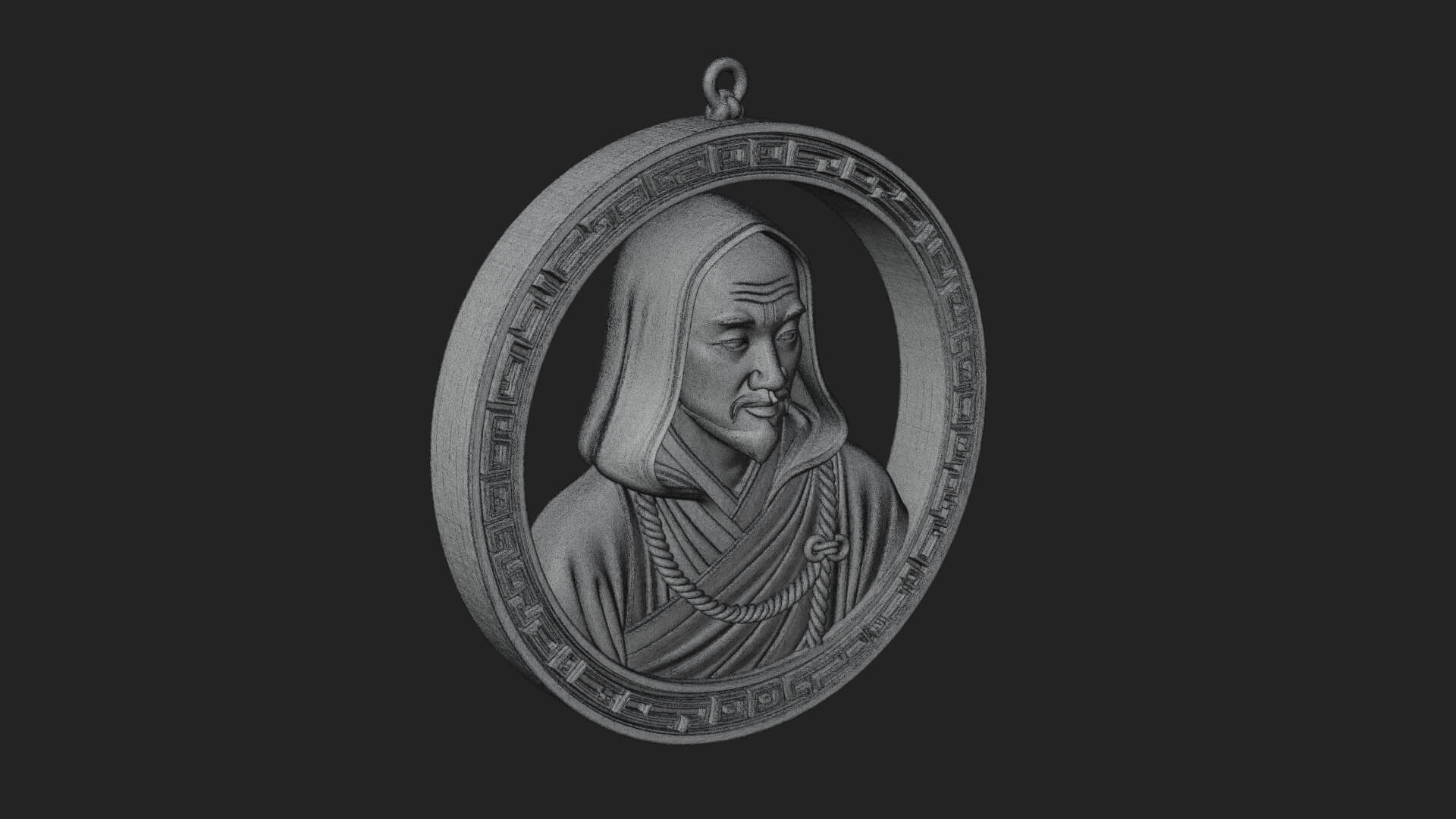 Hooded Monk Oval Relief Plaque Design 2 3D Print Model 3D Model