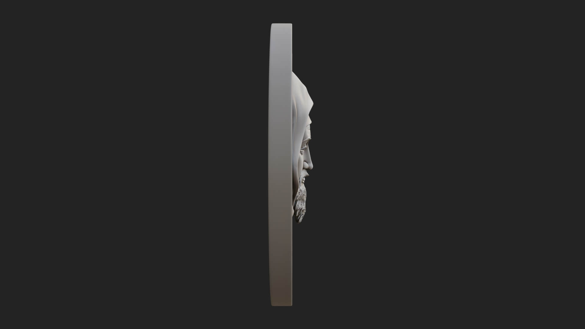 Hooded Monk Oval Relief Plaque Design 3 3D Print Model 3D Model