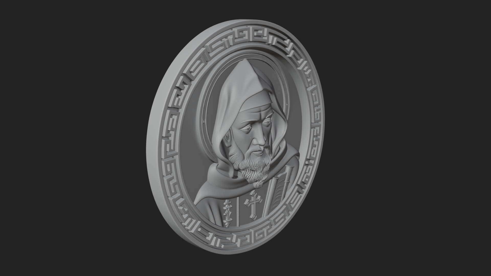 Hooded Monk Oval Relief Plaque Design 3 3D Print Model 3D Model