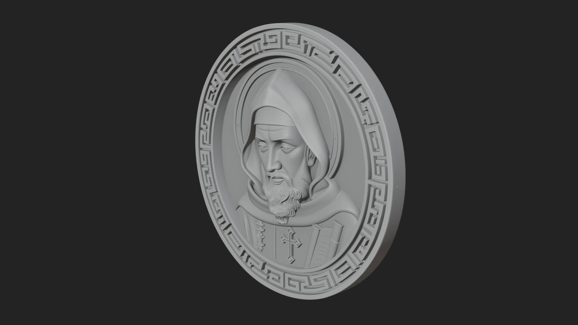 Hooded Monk Oval Relief Plaque Design 3 3D Print Model 3D Model