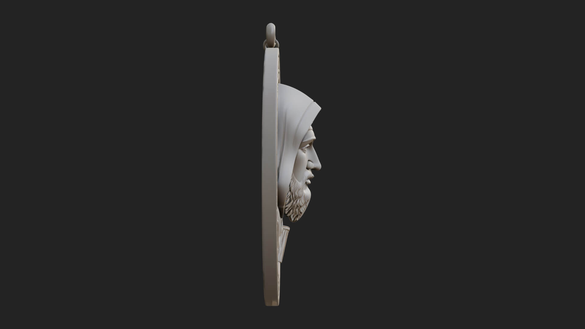 Hooded Monk Oval Relief Plaque Design 5 3D Print Model 3D Model