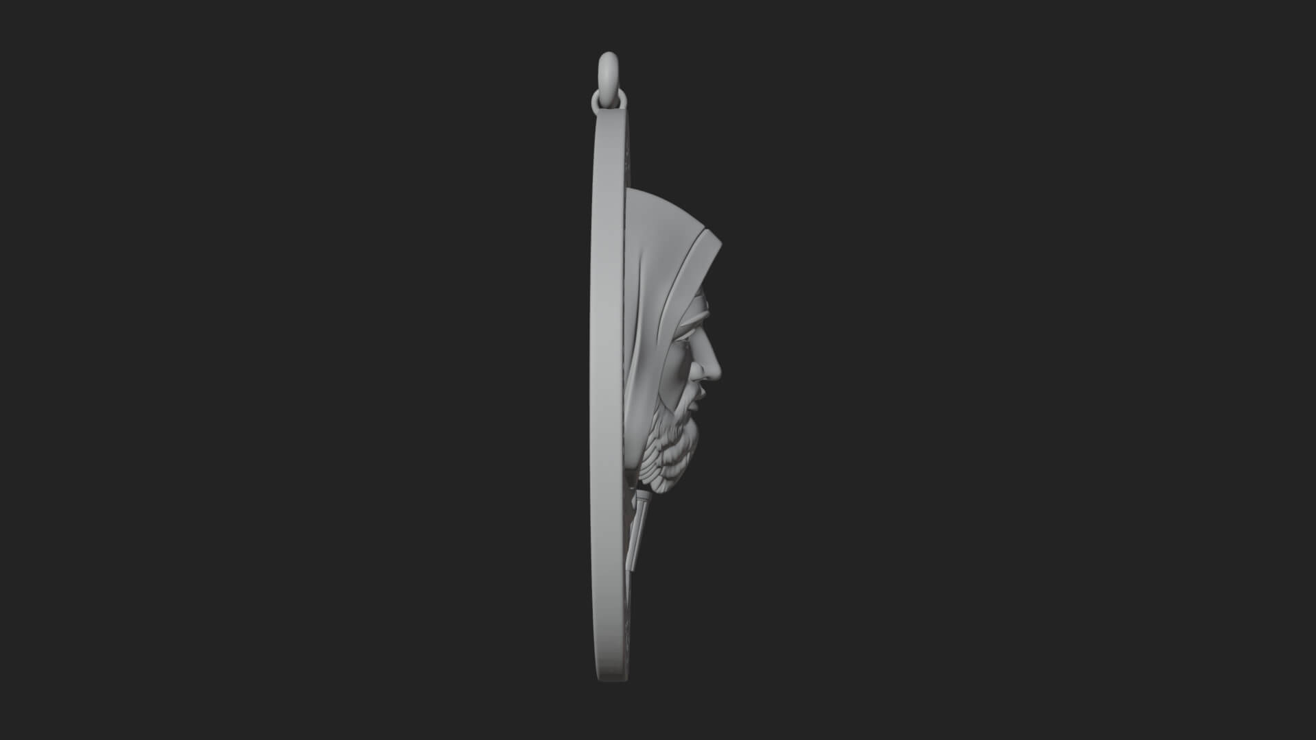 Hooded Monk Oval Relief Plaque Design 5 3D Print Model 3D Model