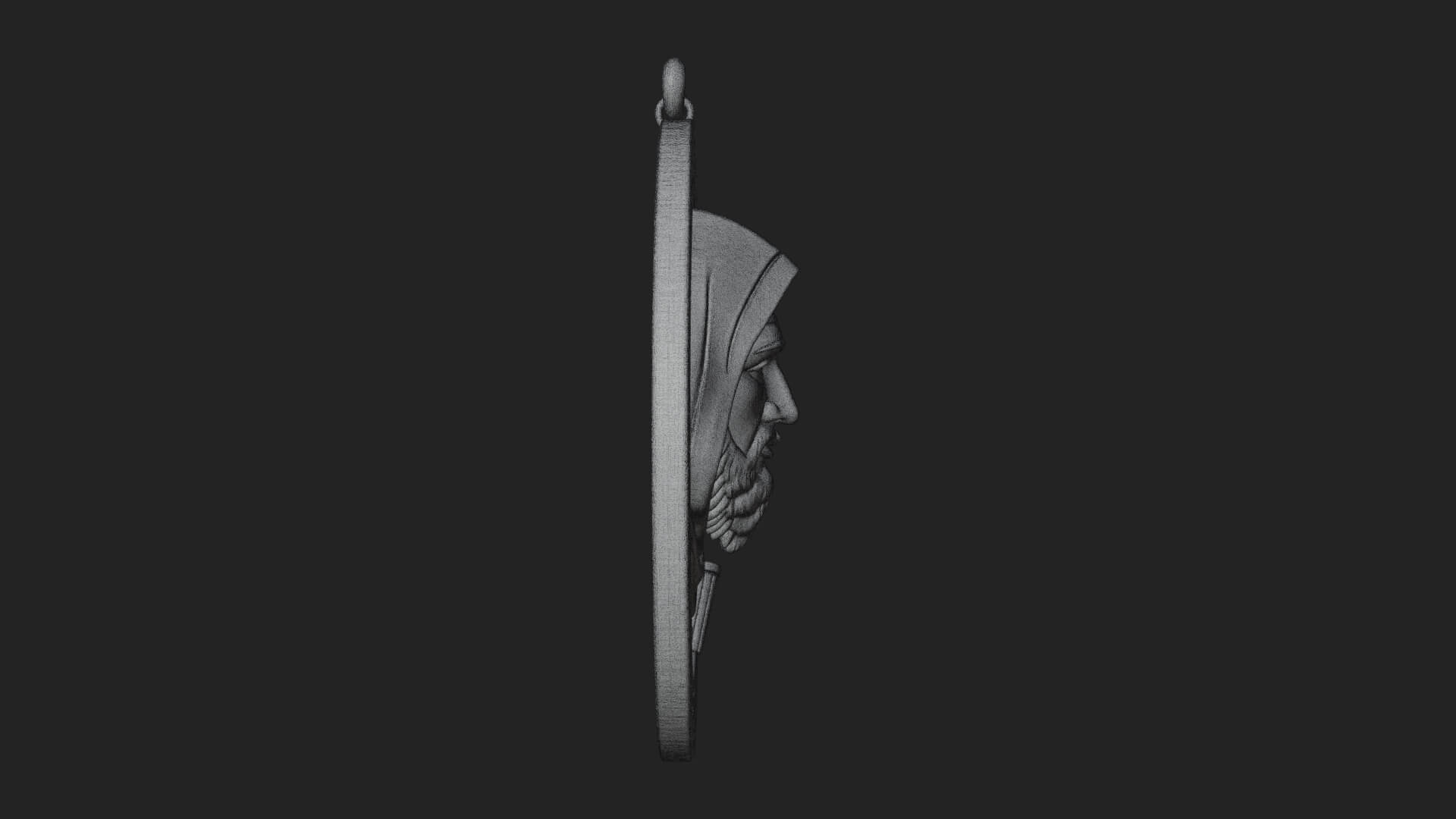 Hooded Monk Oval Relief Plaque Design 5 3D Print Model 3D Model