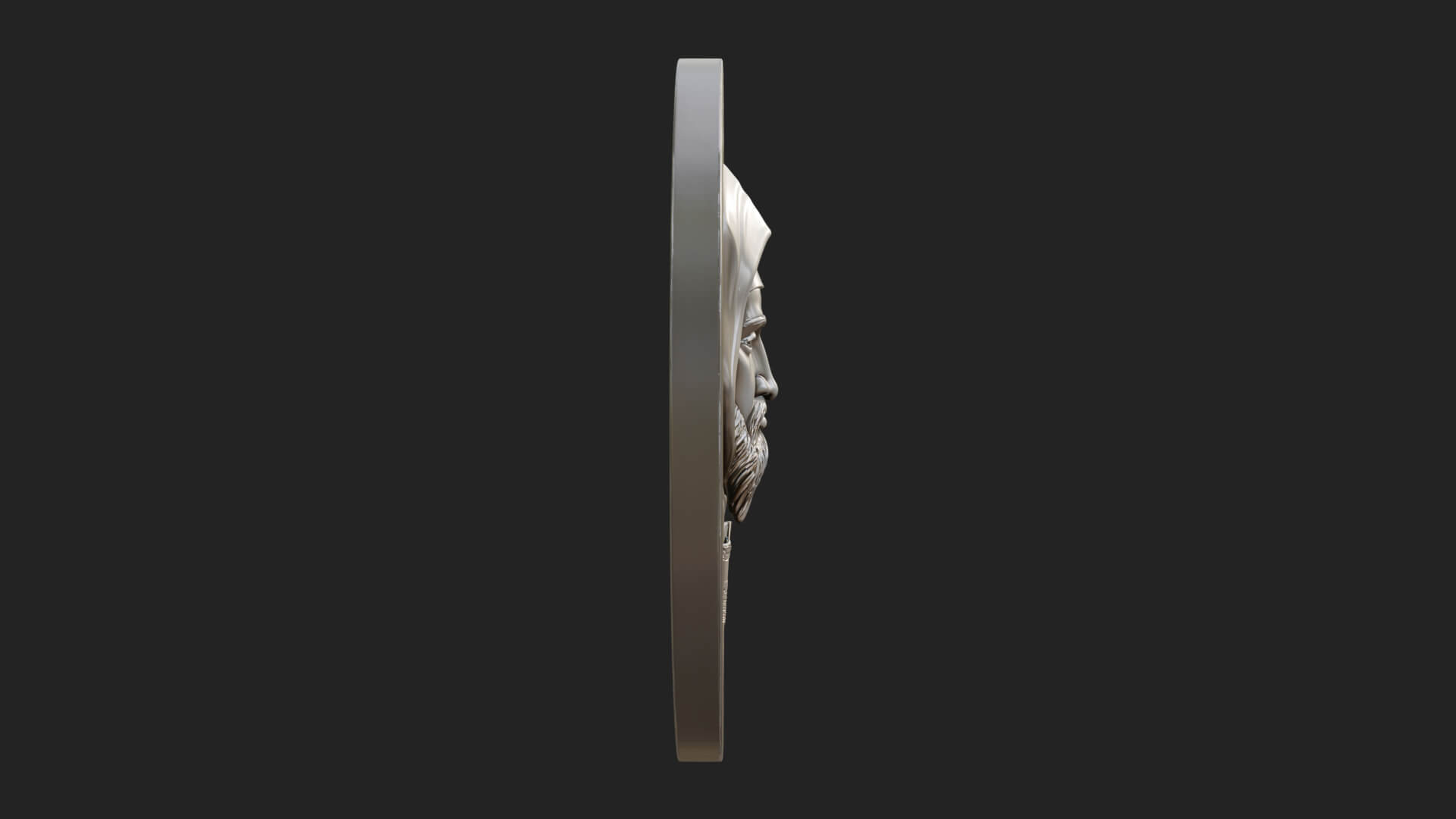 Hooded Monk Oval Relief Plaque Design 6 3D Print Model 3D Model