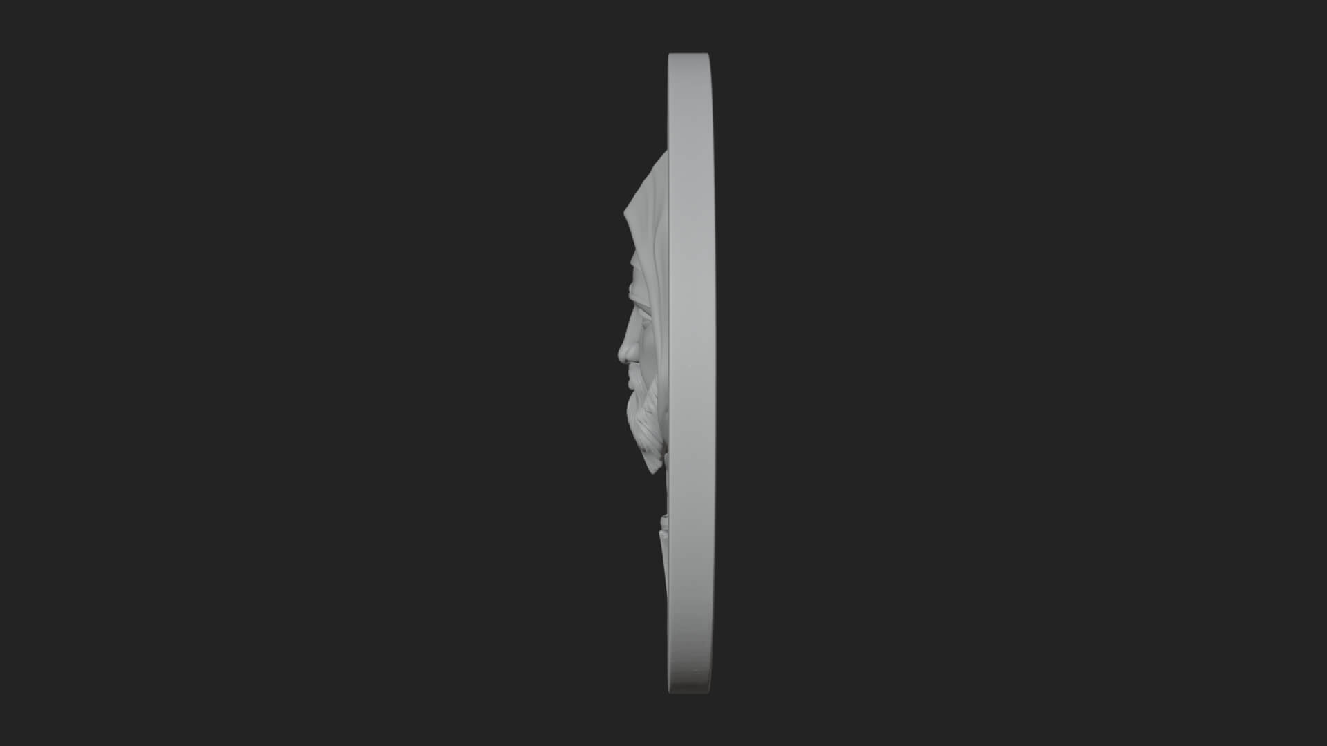 Hooded Monk Oval Relief Plaque Design 6 3D Print Model 3D Model