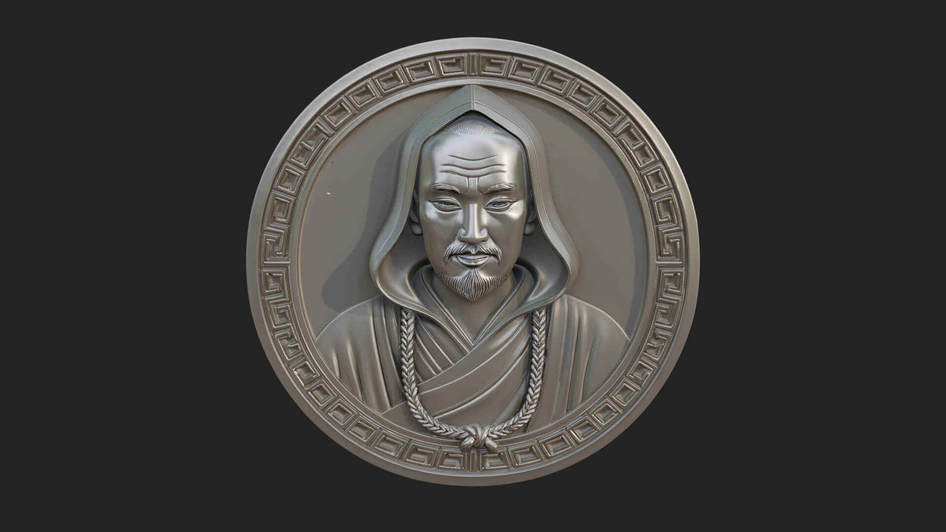 Hooded Monk Oval Relief Plaque Design 7 3D Print Model 3D Model