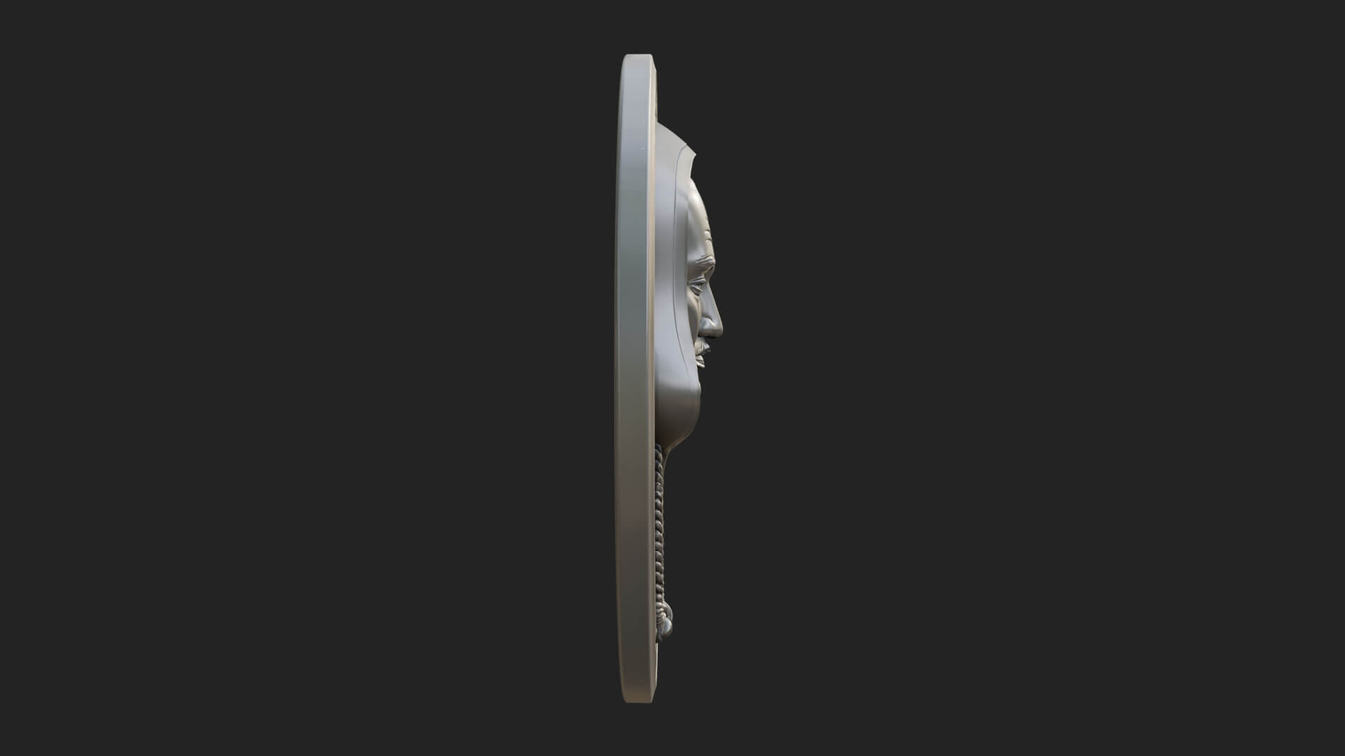 Hooded Monk Oval Relief Plaque Design 7 3D Print Model 3D Model