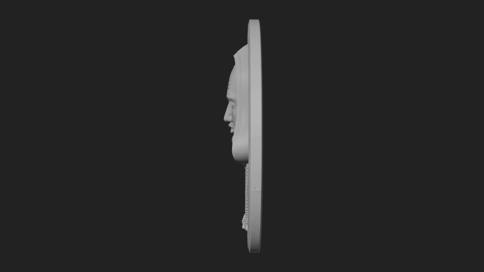 Hooded Monk Oval Relief Plaque Design 7 3D Print Model 3D Model