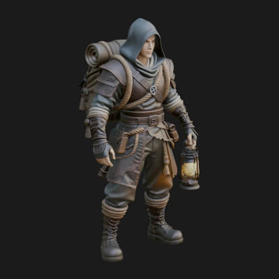 Hooded Ranger Statue Design 1 3D Print Model