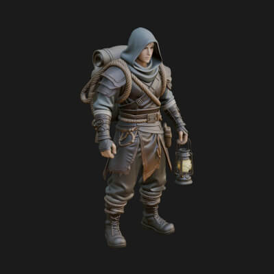 Hooded Ranger Statue Design 10 3D Print Model