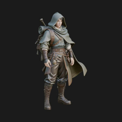 Hooded Ranger Statue Design 11 3D Print Model