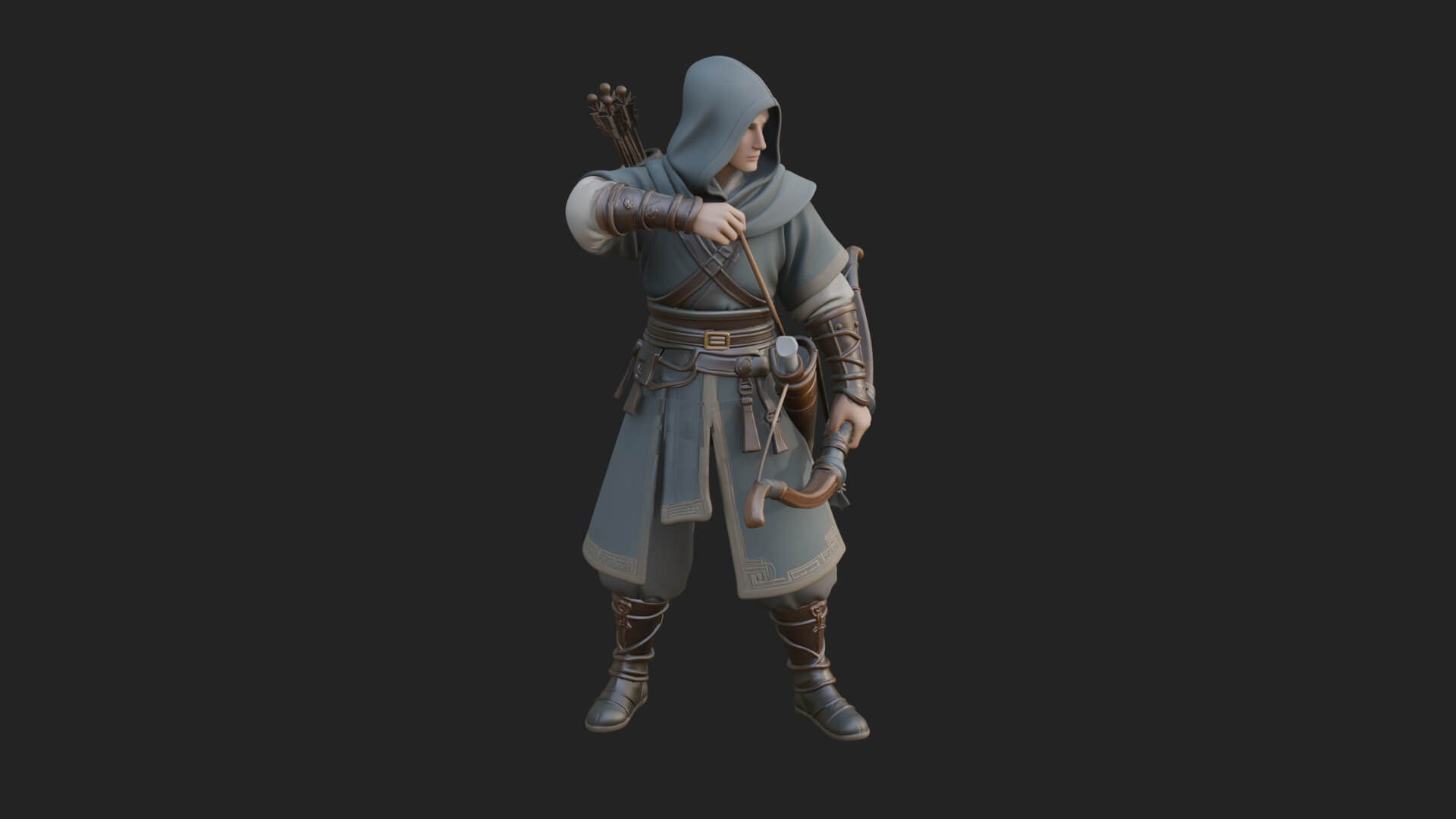 Hooded Ranger Statue Design 12 3D Print Model 3D Model