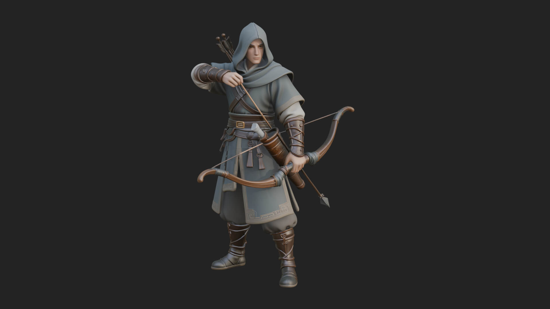 Hooded Ranger Statue Design 12 3D Print Model 3D Model