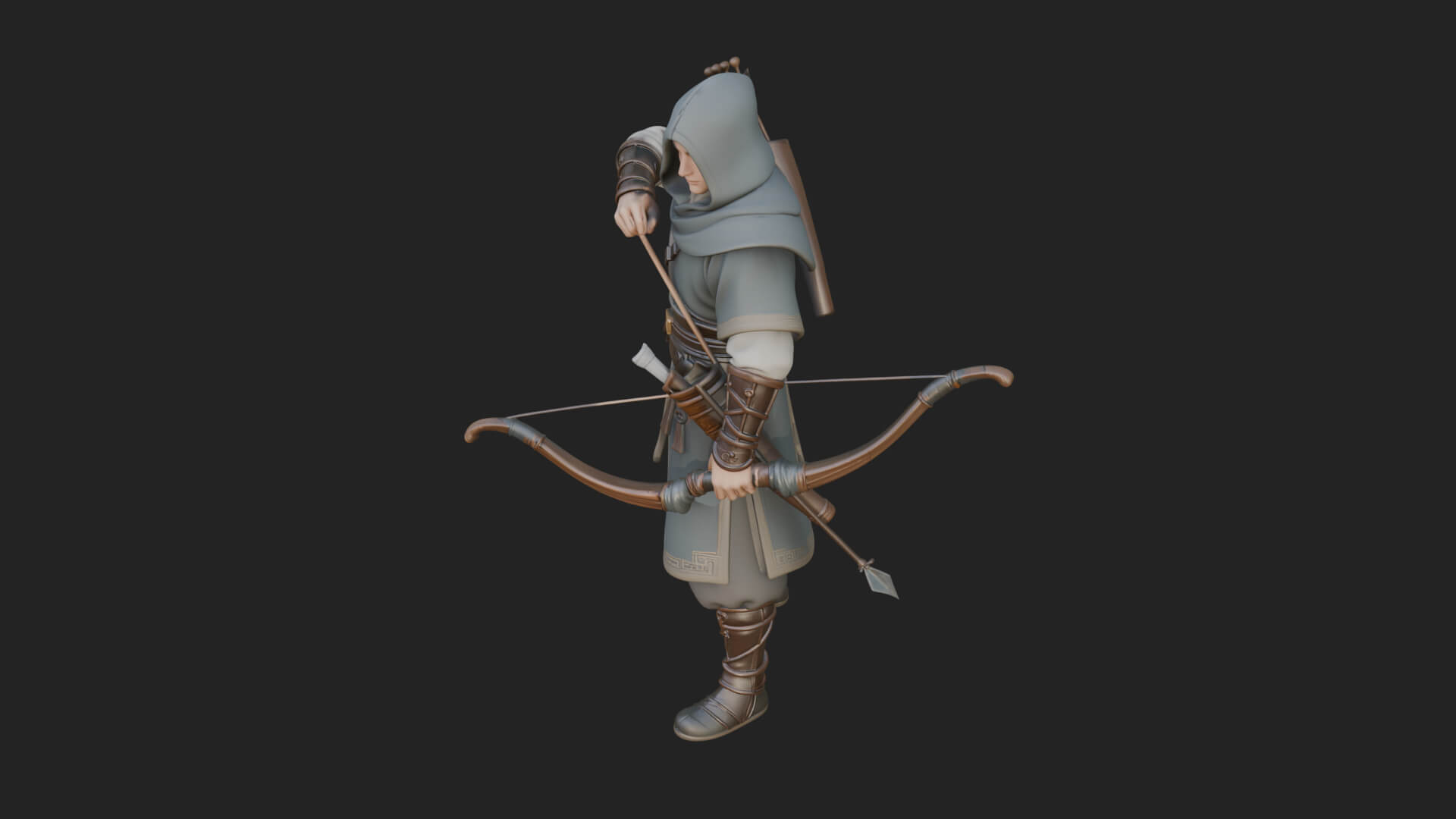Hooded Ranger Statue Design 12 3D Print Model 3D Model