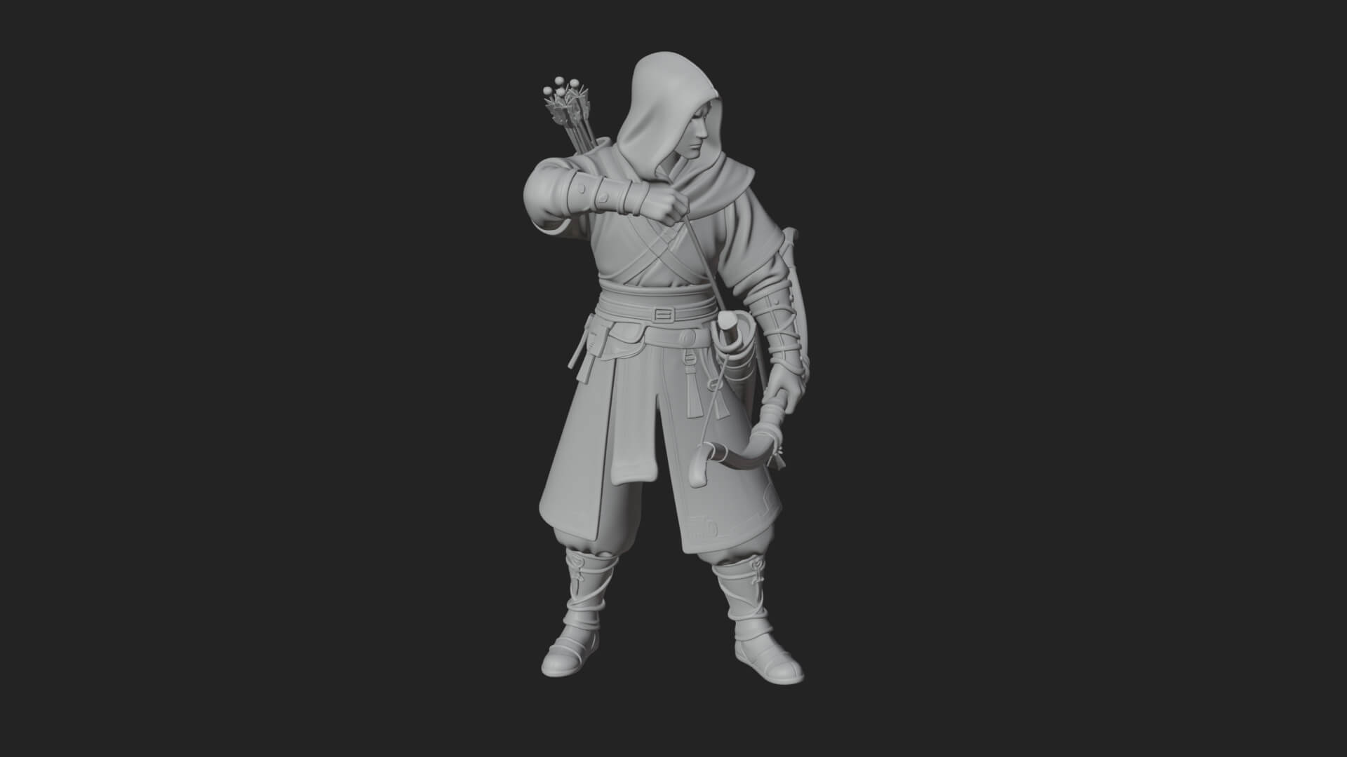 Hooded Ranger Statue Design 12 3D Print Model 3D Model