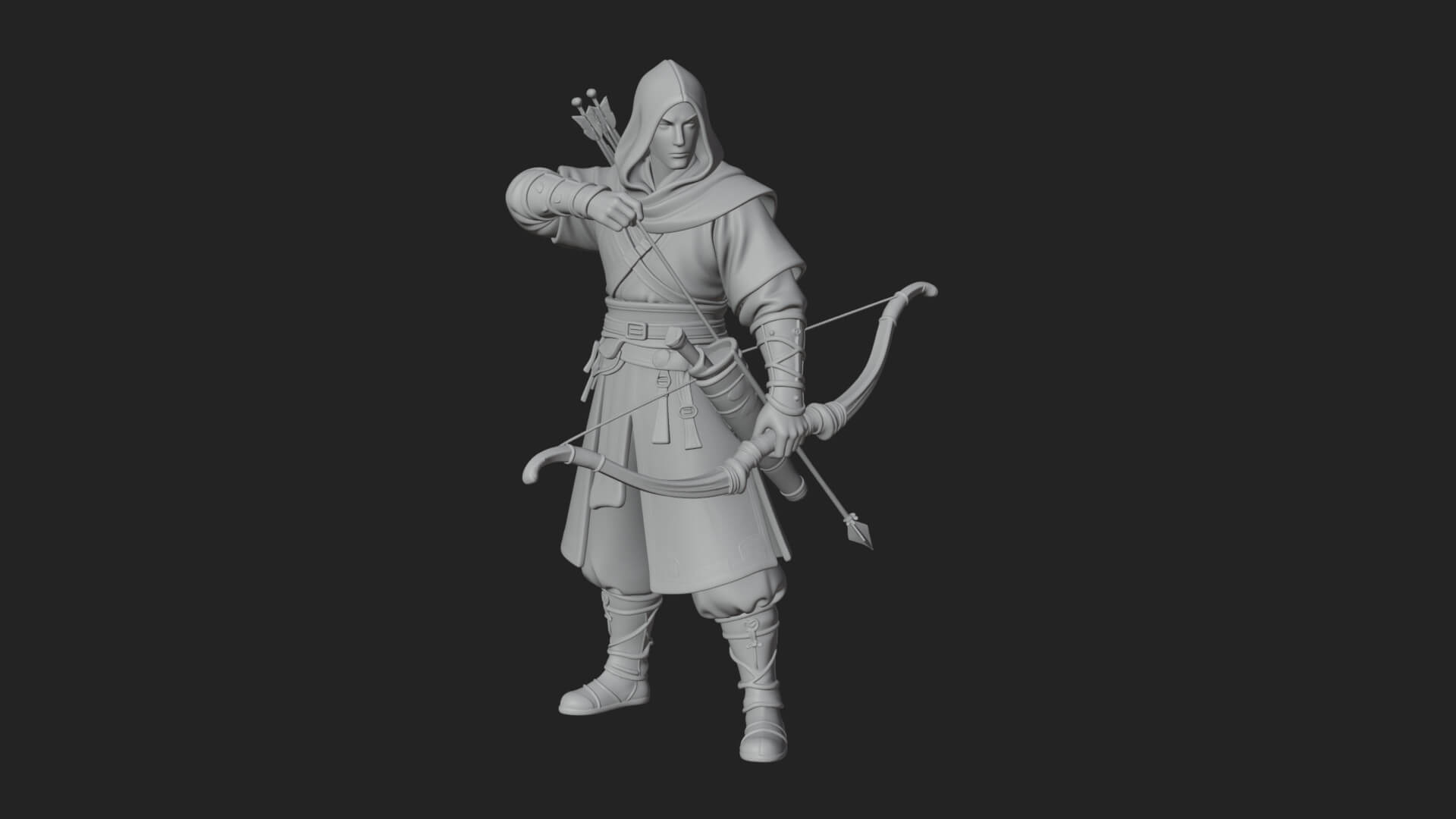 Hooded Ranger Statue Design 12 3D Print Model 3D Model