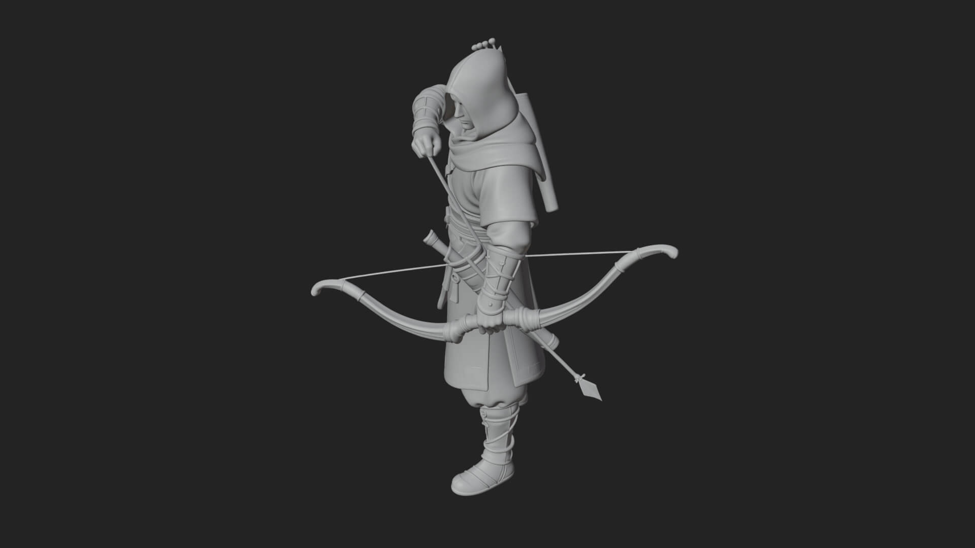 Hooded Ranger Statue Design 12 3D Print Model 3D Model