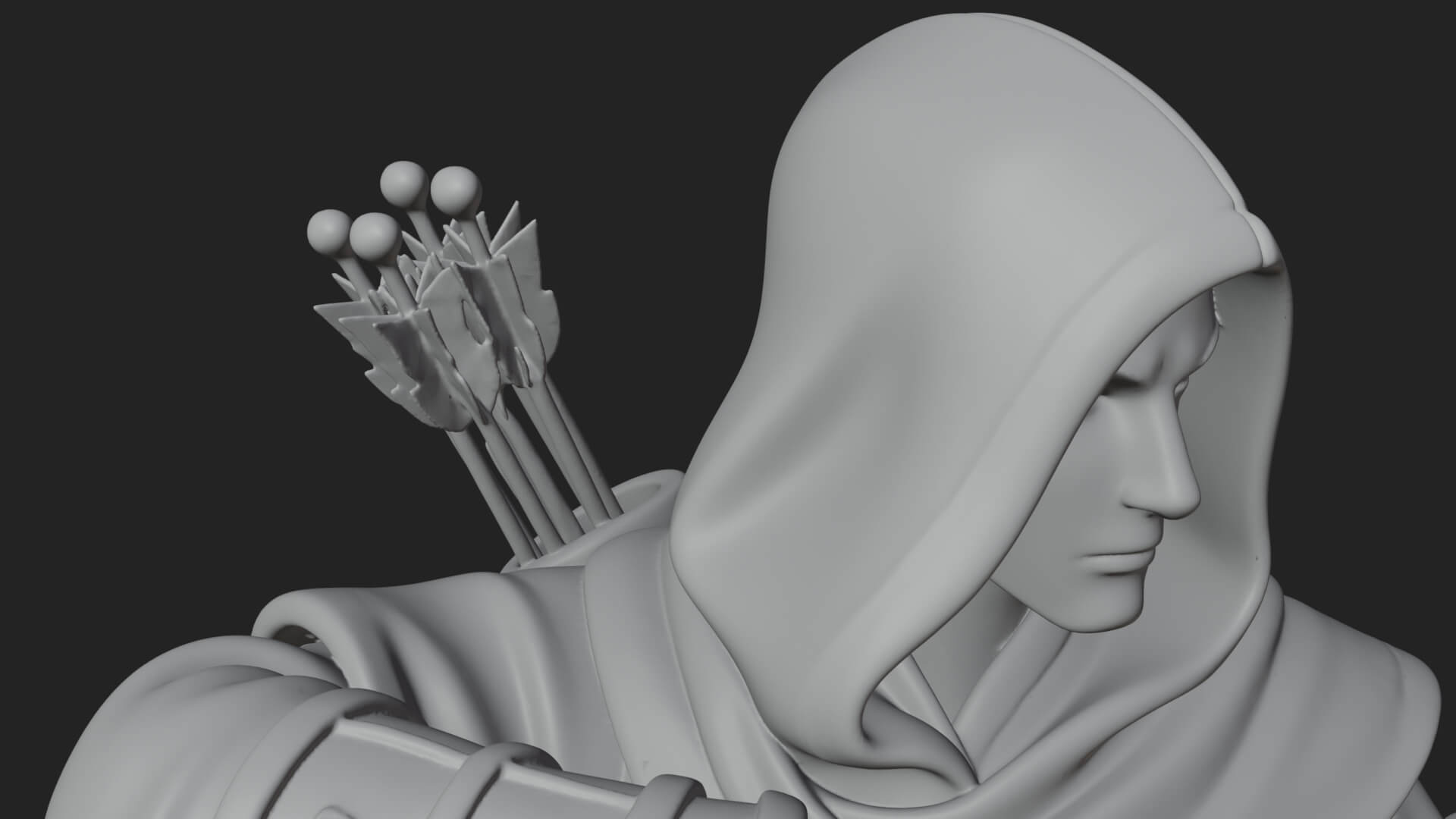 Hooded Ranger Statue Design 12 3D Print Model 3D Model